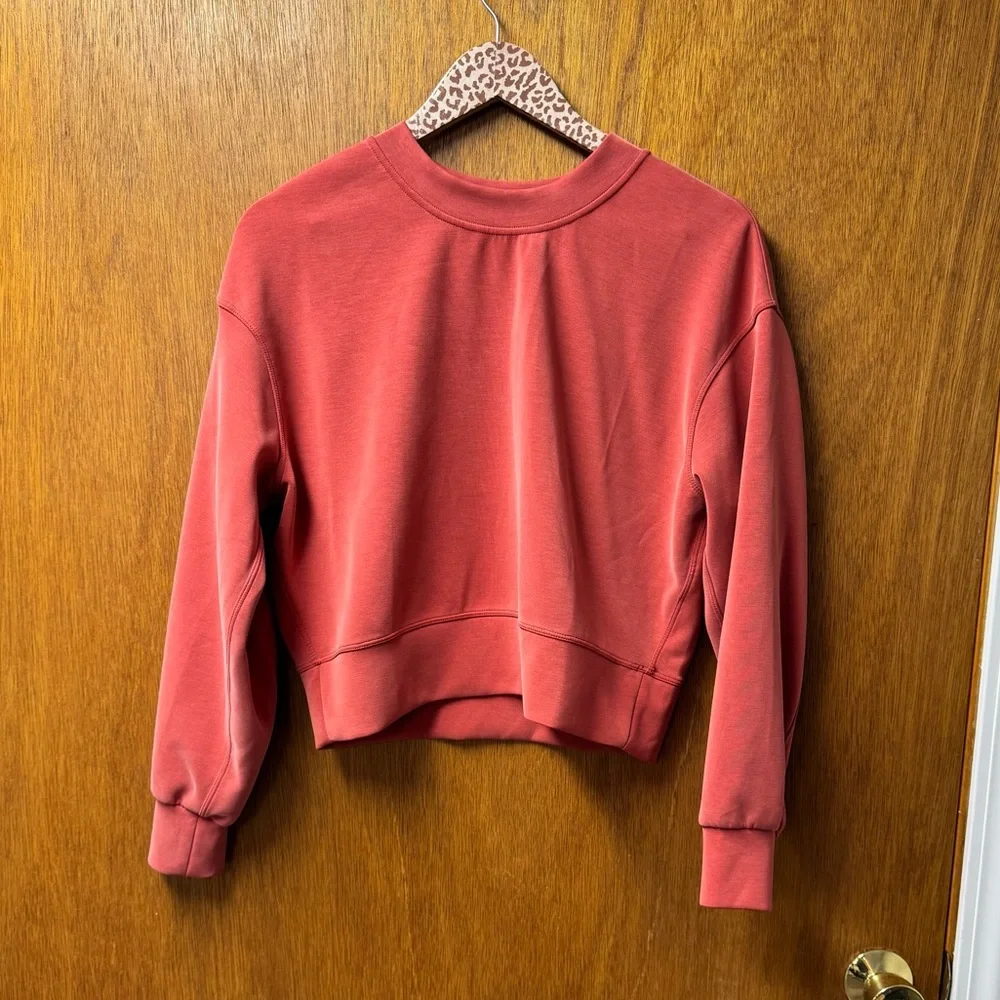 Lululemon Perfectly Oversized Cropped Crew Sweatshirt Softstreme Cayenne Red 0